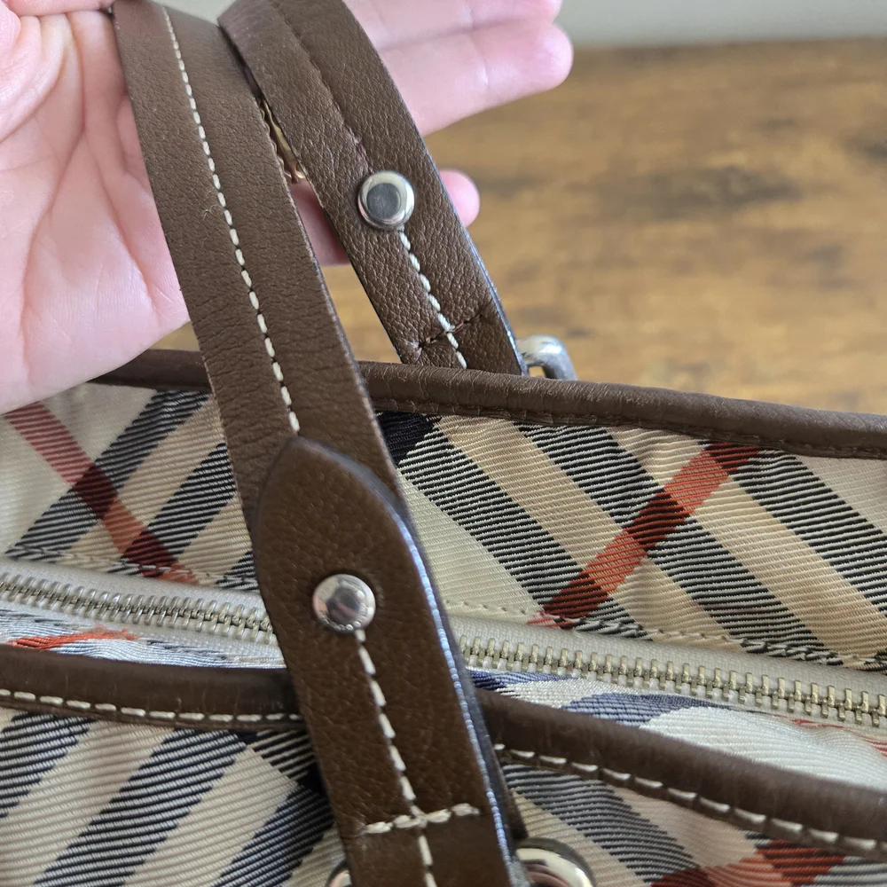 Burberry Checkered Tote in Black and Cream - Picture 9 of 13